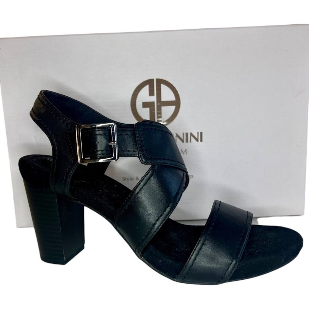 Giani Bernini Janett Memory Foam Block Heel Vegan Leather Dress Sandals Sz 10M